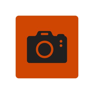 Fotoğraf kamera simgesi. DSLR kamera işareti simgesi. Dijital fotoğraf makinesi. Düz tasarım stili. 