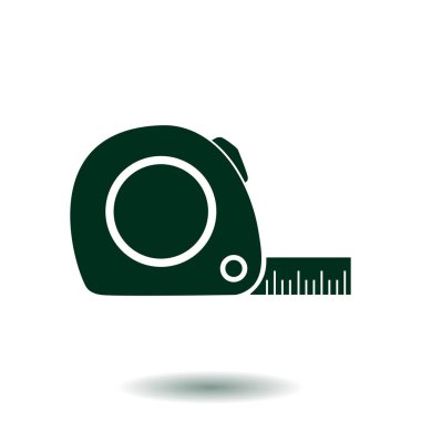 Mezura simgesi. Rulet inşaat sembolü. Boyutları ve ölçüleri. Bir kesim kartı oluşturma.