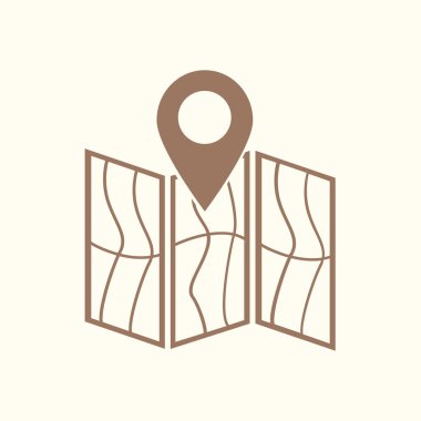 harita ve PIN, vektör çizim basit simgesi