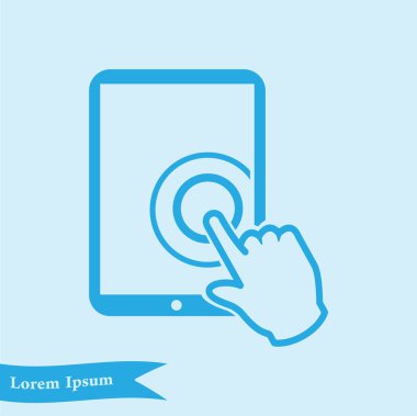 Değmek perde tablet Pc işareti simgesi. El işaretçi simgesi. 
