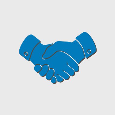 El sıkışma işareti simgesi. Başarılı iş sembolü. Düz tasarım stili.