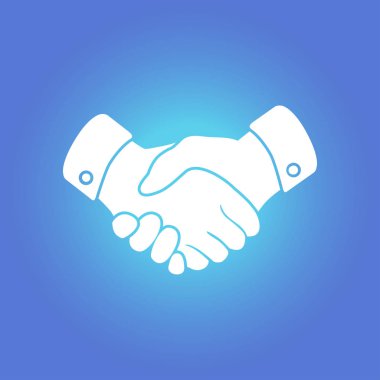 El sıkışma işareti simgesi. Başarılı iş sembolü. Düz tasarım stili.