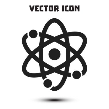 Atom işareti simgesi. Atom bölümü simgesi. Düz tasarım stili.