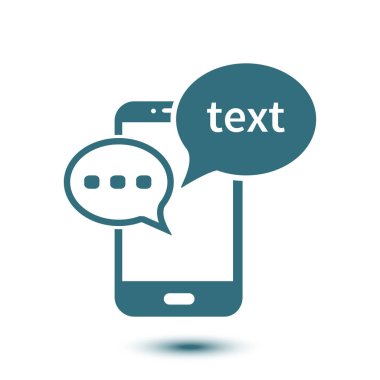 Mobil sohbet simgesi. Cep telefonu Web sohbet ve iletişim temsil eden.