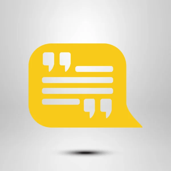 Quote icon. Quotation mark in speech bubble symbol. Direct oration sign.