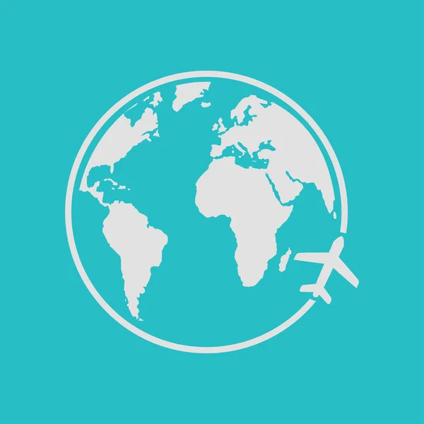グローブ アイコン 地球上を旅する世界一周旅行 — ストックベクタ