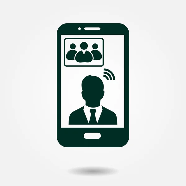 Smartphone Symbol Für Online Konferenzen Sprach Und Videokonferenzen Über Smartphones — Stockvektor