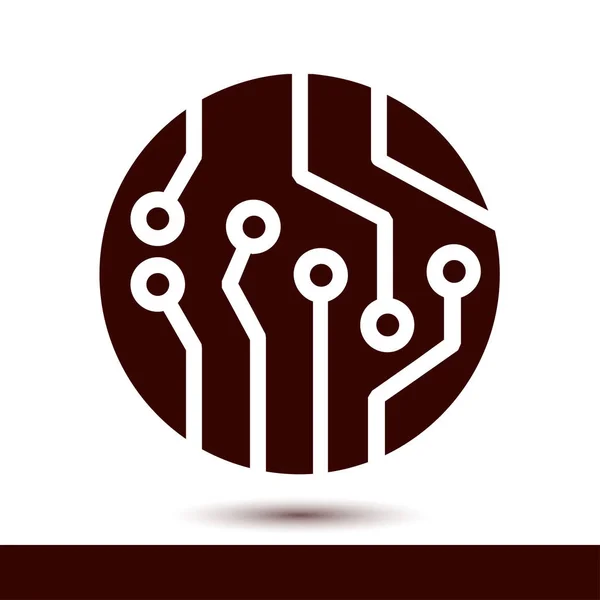 Icona Del Circuito Stampato Schema Tecnologico Simbolo Quadrato Stile Design — Vettoriale Stock