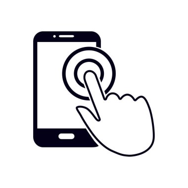 Dokunmatik ekran smartphone işareti simgesi. El işaretçi simgesi. Düz tasarım stili. Vektör Eps 10.