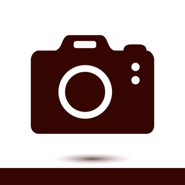 Fotoğraf kamera simgesi. DSLR kamera işareti simgesi. Dijital fotoğraf makinesi. Düz tasarım stili. 