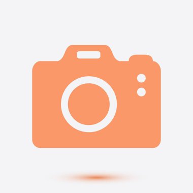 Fotoğraf kamera simgesi. DSLR kamera işareti simgesi. Dijital fotoğraf makinesi. Düz tasarım stili. 