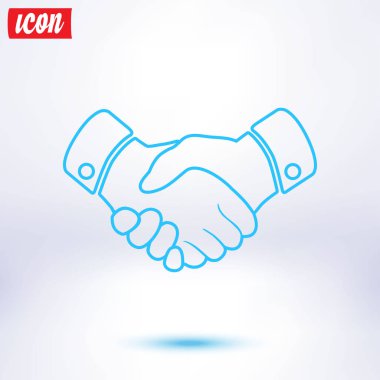 El sıkışma işareti simgesi. Başarılı iş sembolü. Düz tasarım stili.