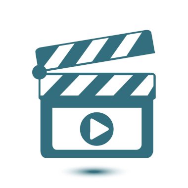 Film yapımcısı clapper kurulu simgesi. Düz tasarım stili.