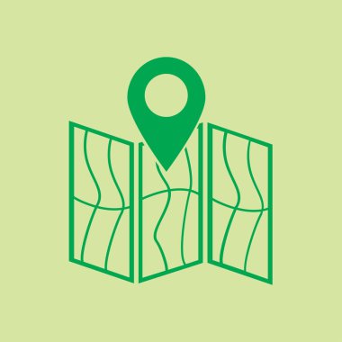 harita ve PIN, vektör çizim basit simgesi