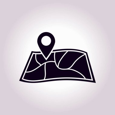 harita ve PIN, vektör çizim basit simgesi