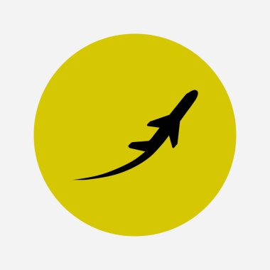 Uçak uçuş biletleri hava sinek seyahat kalkış siluet öğesi. Uçak sembolü. Seyahat etmek simge. Düz tasarım.