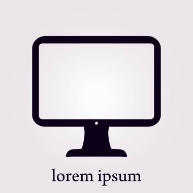 Bilgisayar ekran işareti simgesi. Düz tasarım stili.