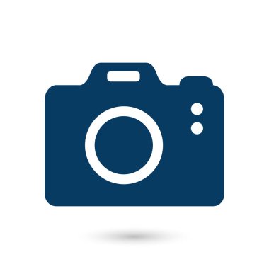 Fotoğraf kamera simgesi. DSLR kamera işareti simgesi. Dijital fotoğraf makinesi. Düz tasarım stili. 