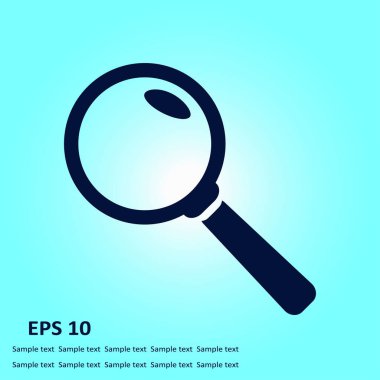 Büyüteç simgesi. Arama düğmesi. Büyüteç camı. Düz tasarım stili. 