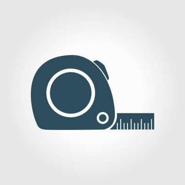 Mezura simgesi. Rulet inşaat sembolü. Boyutları ve ölçüleri. Bir kesim kartı oluşturma.