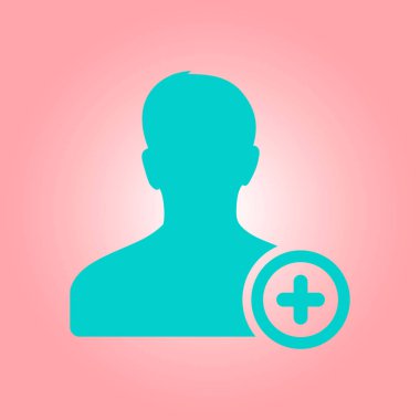 Kullanıcı işareti simgesi ekleyin. Arkadaş simgesi eklemek. Düz tasarım stili.