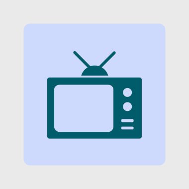 TV simgesi. Düz tasarım stili. Simge kitle iletişim araçları.  