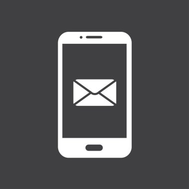 Akıllı telefon e-posta veya sms simgesi. Mobil posta işareti simgesi.