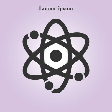 Atom işareti simgesi. Atom bölümü simgesi. Düz tasarım stili.