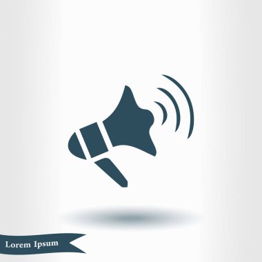 Yakında simge megafon. Hoparlör simgesi. Haberler ve acil reklamlar.