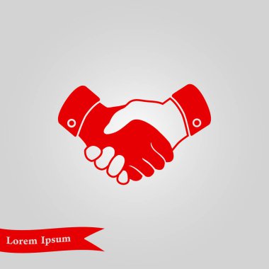 El sıkışma işareti simgesi. Başarılı iş sembolü. Düz tasarım stili.