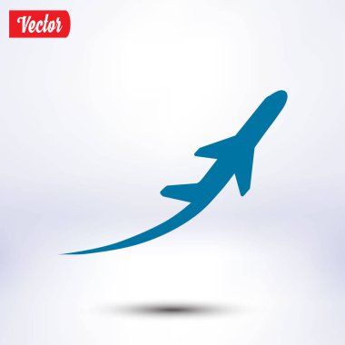 Uçak uçuş biletleri hava sinek seyahat kalkış siluet öğesi. Uçak sembolü. Seyahat etmek simge. Düz tasarım.