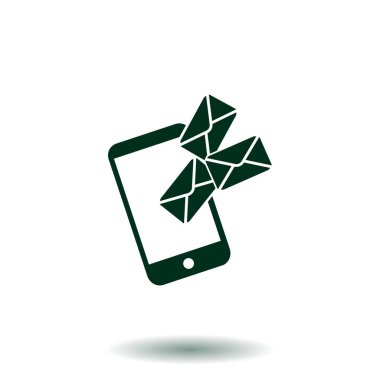 Akıllı telefon e-posta veya sms simgesi. Mobil posta işareti simgesi.