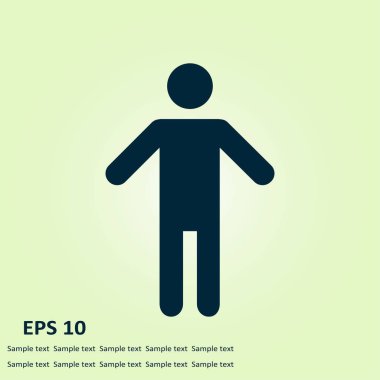 İnsan erkek işareti simgesi. Erkek tuvalet. Düz stil. Her iki biyolojik cinsiyetten temsil etmek için kullanılan bir piktogram cinsiyet semboldür.