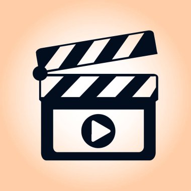 Film yapımcısı clapper kurulu simgesi. Düz tasarım stili.