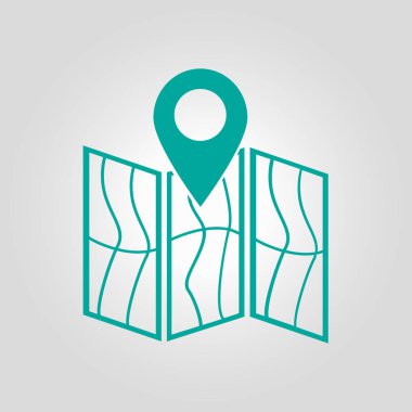 harita ve PIN, vektör çizim basit simgesi