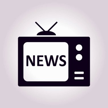 TV haber muhabiri. Düz tasarım stili. Kitle iletişim araçları sembolü. 