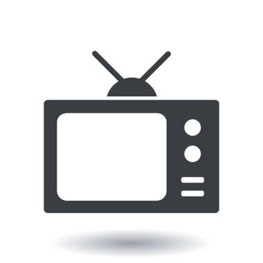 TV simgesi. Düz tasarım stili. Simge kitle iletişim araçları.  