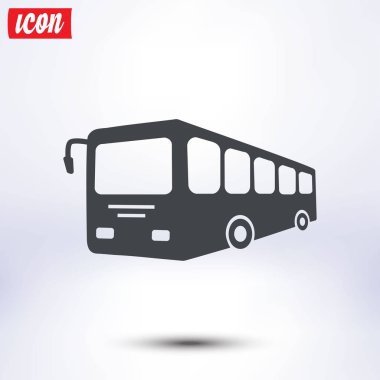 Otobüs işareti simgesi. Toplu taşıma sembolü. Düz tasarım stili.