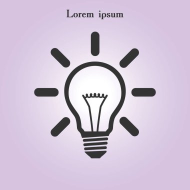 Işık lamba işareti simgesi. Fikir ampul simgesi. Düz tasarım stili.