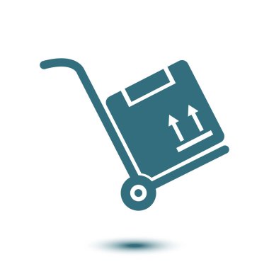 Kutuları simge kamyonla. El kamyon işareti simgesi.