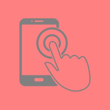 Dokunmatik ekran smartphone işareti simgesi. El işaretçi simgesi. Düz tasarım stili. Vektör Eps 10.