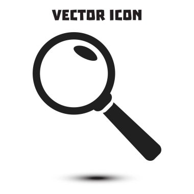 Büyüteç simgesi. Arama düğmesi. Büyüteç camı. Düz tasarım stili. 