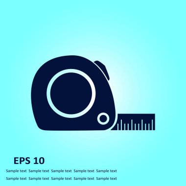 Mezura simgesi. Rulet inşaat sembolü. Boyutları ve ölçüleri. Bir kesim kartı oluşturma.