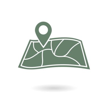 harita ve PIN, vektör çizim basit simgesi