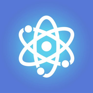 Atom işareti simgesi. Atom bölümü simgesi. Düz tasarım stili.