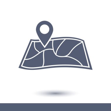 harita ve PIN, vektör çizim basit simgesi