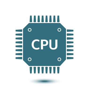 Devre kartı simgesi. Teknoloji düzeni kare simgesi. Düz tasarım stili.