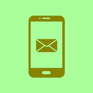 Akıllı telefon e-posta veya sms simgesi. Mobil posta işareti simgesi.