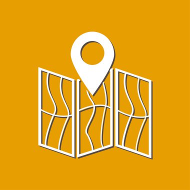 harita ve PIN, vektör çizim basit simgesi