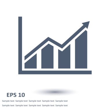 Infographic. Grafik simgesini. Büyüyen grafik erkek. Düz tasarım stili.